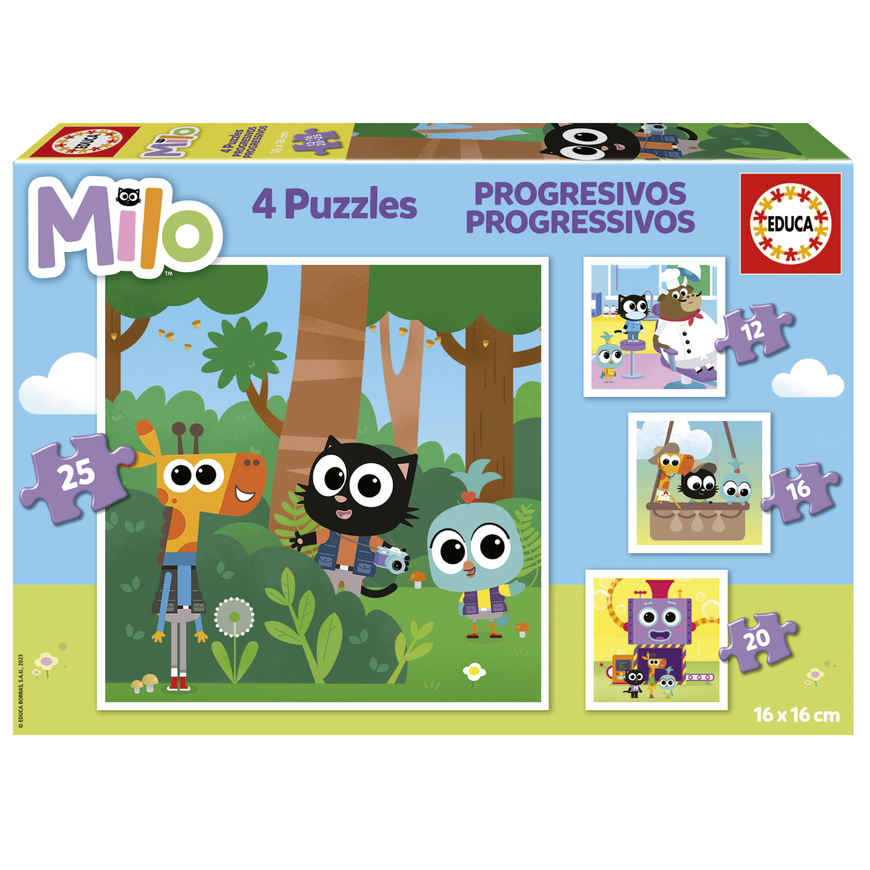 Puzzles progresivos Milo 12+16+20+25